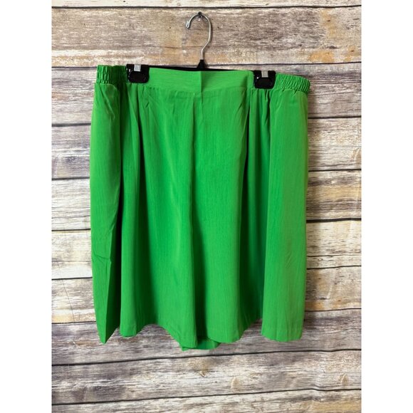 Graver Studio‎ Flat Front Pleated Shorts 2X Pull On Elastic Waist Lime Green - Picture 1 of 5